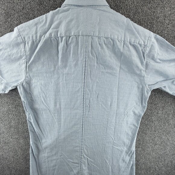 Thomas Pink Super Slim 14.5 Check Cotton Blue Shirt Long Sleeve Mens Button Up - Picture 15 of 16